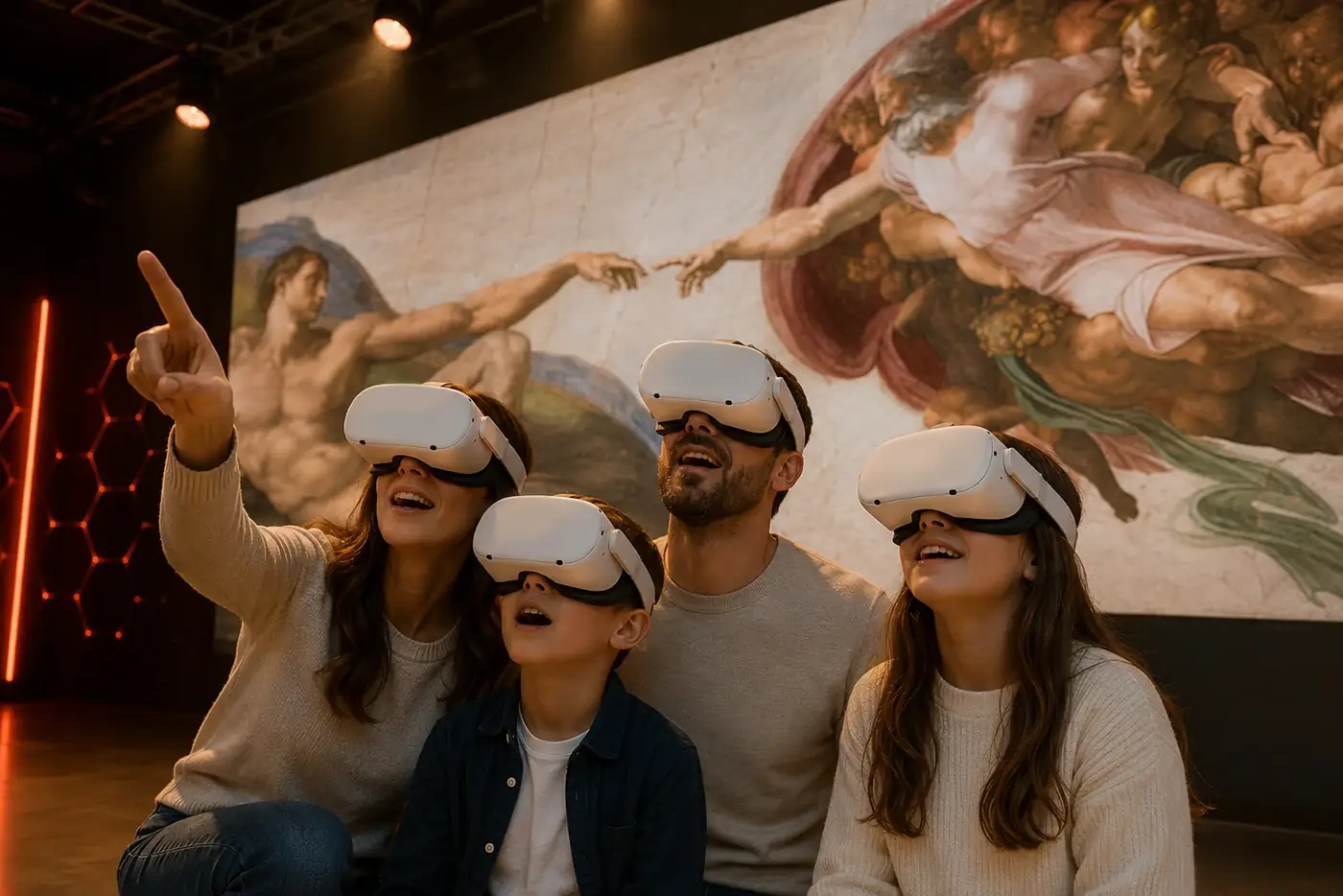 Famiglia in esperienza vArt a VRC Roma