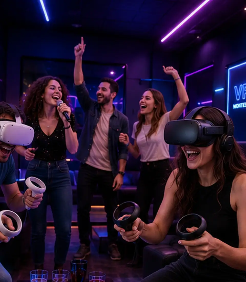 Amici in VR e karaoke durante un evento privato a VRC Roma